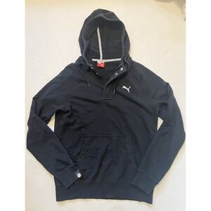 Puma Sport Lifestyle 1/4 Snap Heavyweight Hoodie Sweatshirt Mens Sz M Black